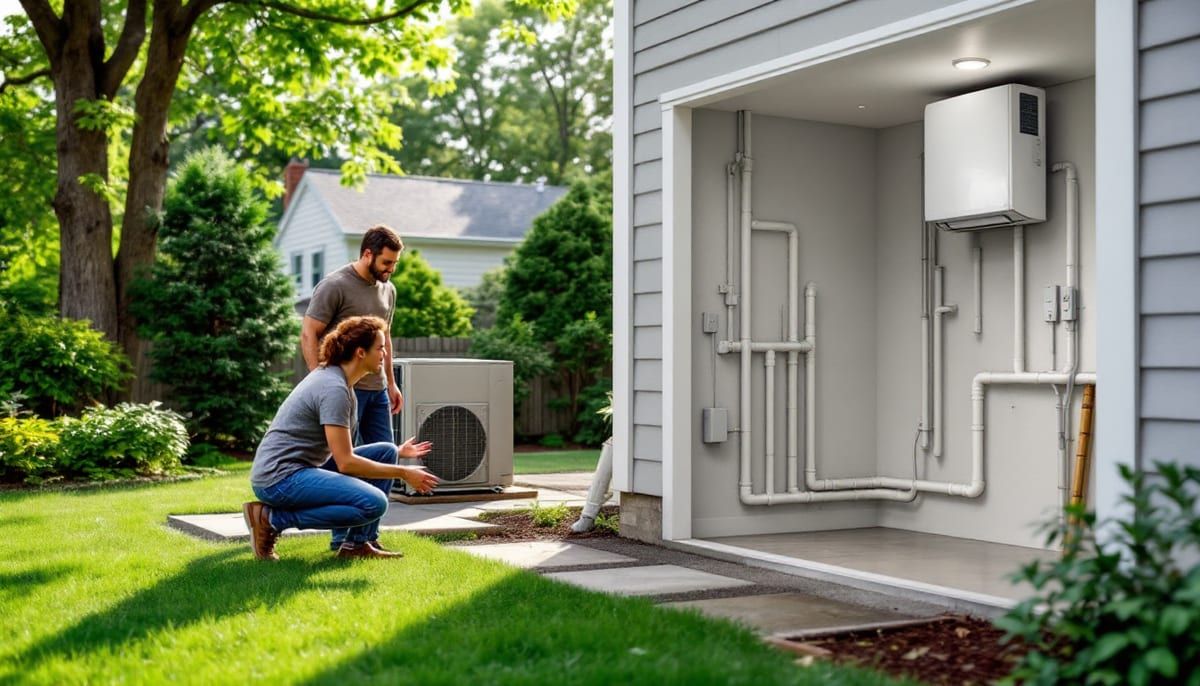 Wall-mounted ductless mini-split and its outdoor unit outside a house